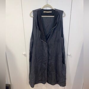 Cynthia Ashby Long Grey Vest Cotton Blend Women’s Size Medium